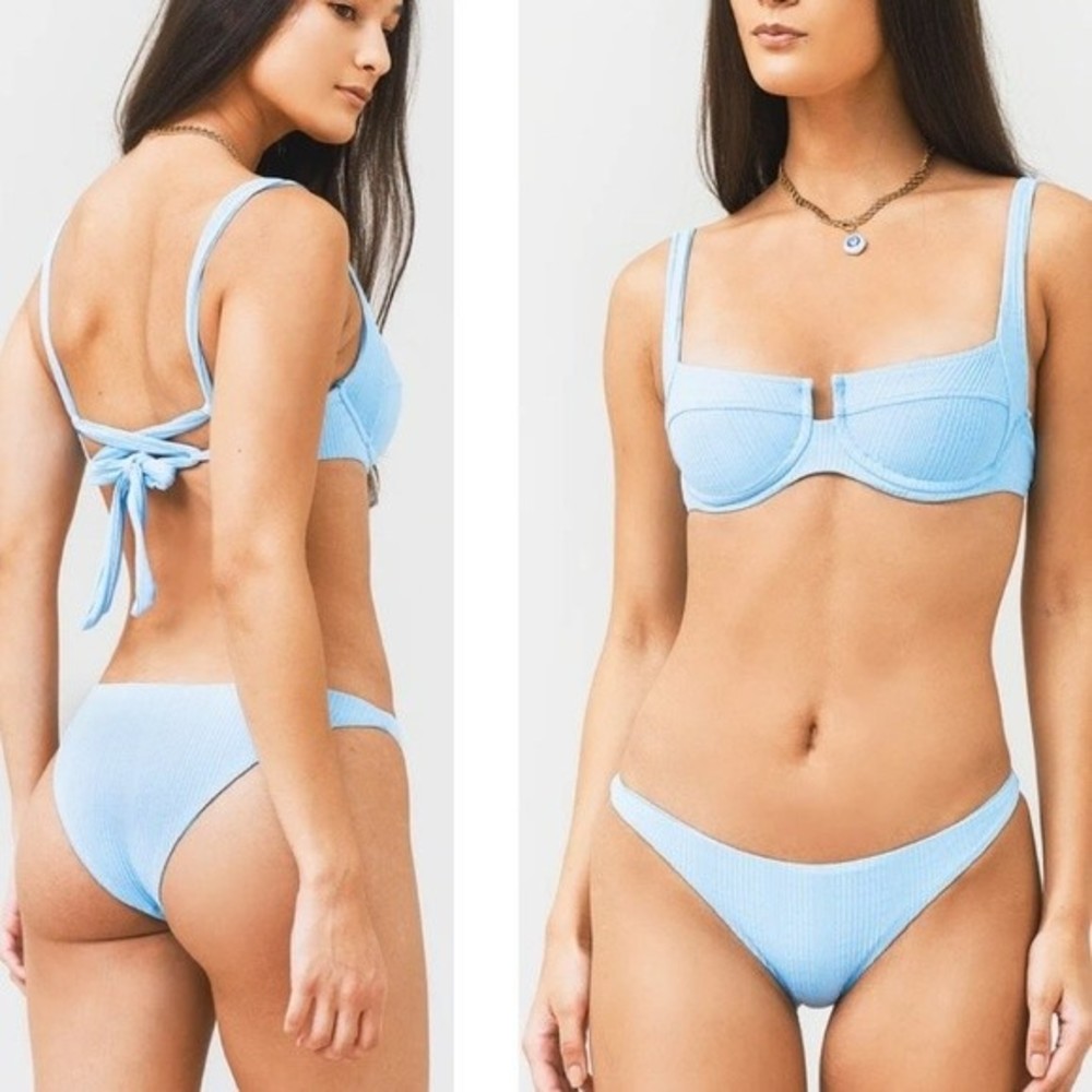 L*Space Womens Pointelle Rib Camellia Bikini Top & Bottom